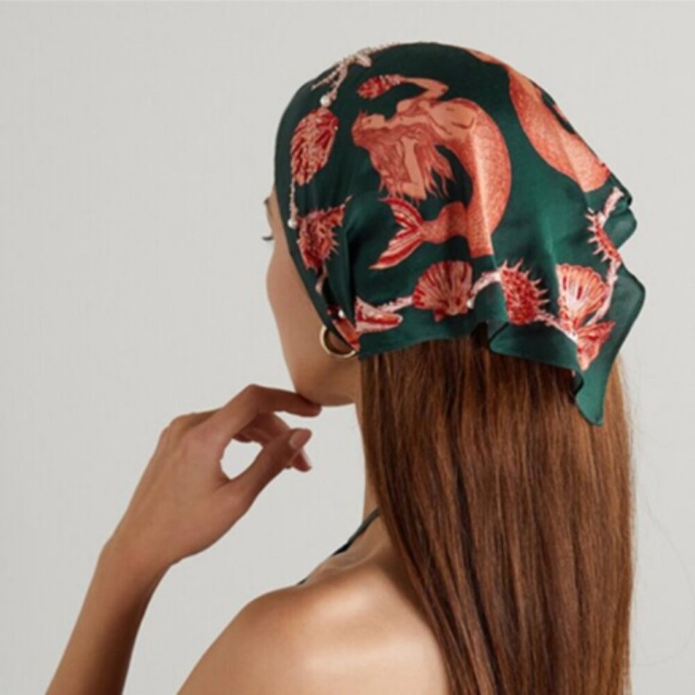 Clio Peppiatt - + The Vanguard Mermaid Embellished Printed Crepe De Chine Scarf